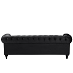 Chesterfield Sofa Black Velvet Fabric Upholstery Dark Wood Legs 3 Seater Contemporary Beliani