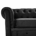 Chesterfield Sofa Black Velvet Fabric Upholstery Dark Wood Legs 3 Seater Contemporary Beliani