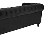 Chesterfield Sofa Black Velvet Fabric Upholstery Dark Wood Legs 3 Seater Contemporary Beliani