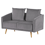 Living Room Set Grey Velvet Back Cushions Metal Golden Legs Retro Glam Beliani