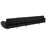 Corner Sofa Bed Black Faux Leather Tufted Modern U-shaped Modular 6 Seater With Ottoman Chaise Lounges Beliani