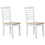 Dining Set Light Wood And White Rubber Wood Table And 2 Chairs For Kitchen Beliani