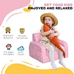 Homcom 2 In 1 Kids Armchair Sofa Bed Fold Out Padded Wood Frame Bedroom, Pink