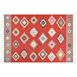 Kilim Area Rug Multicolour Cotton 160 X 230 Cm Low Pile Geometric Pattern Rectangular Traditional Beliani