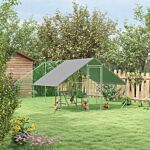 Pawhut Walk In Chicken Run With Chicken Activity Shelf And Cover, 3 X 4 X 2m