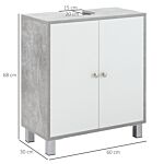 Kleankin Under Sink Cabinet, Bathroom Vanity Unit, Pedestal Under Sink Design, Storage Cupboard With Adjustable Shelves, White And Grey