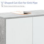 Kleankin Under Sink Cabinet, Bathroom Vanity Unit, Pedestal Under Sink Design, Storage Cupboard With Adjustable Shelves, White And Grey