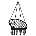 Hanging Chair Black Macrame Plaited Seat Indoor Swing Chair Boho Style Beliani