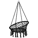 Hanging Chair Black Macrame Plaited Seat Indoor Swing Chair Boho Style Beliani