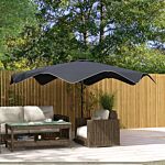 Outsunny Solar Patio Umbrella With Led And Tilt, Outdoor Market Table Umbrella Parasol With Crank, 3 X 3 (m), Dark Grey