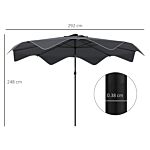 Outsunny Solar Patio Umbrella With Led And Tilt, Outdoor Market Table Umbrella Parasol With Crank, 3 X 3 (m), Dark Grey