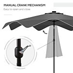 Outsunny Solar Patio Umbrella With Led And Tilt, Outdoor Market Table Umbrella Parasol With Crank, 3 X 3 (m), Dark Grey