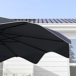 Outsunny Solar Patio Umbrella With Led And Tilt, Outdoor Market Table Umbrella Parasol With Crank, 3 X 3 (m), Dark Grey