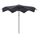 Outsunny Solar Patio Umbrella With Led And Tilt, Outdoor Market Table Umbrella Parasol With Crank, 3 X 3 (m), Dark Grey