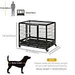 Pawhut 38" Heavy Duty Metal Dog Kennel Pet Cage With Crate Tray And Wheels - Black (medium)