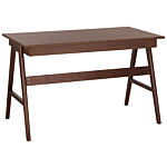 Home Office Desk Dark Wood Walnut 120 X 70 Cm 2 Drawers Workstation Beliani