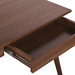 Home Office Desk Dark Wood Walnut 120 X 70 Cm 2 Drawers Workstation Beliani