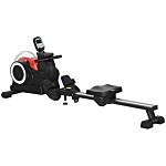 Sportnow Foldable Rowing Machine, Water Rower With Wheels, Lcd Monitor And Tablet Holder For Cardio Training, Black