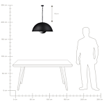 Ceiling Lamp Black Metal 158 Cm Pendant Dome Two Tone Shade Chain Industrial Beliani