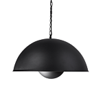 Ceiling Lamp Black Metal 158 Cm Pendant Dome Two Tone Shade Chain Industrial Beliani