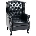 Homcom Wingback Accent Chair Tufted Chesterfield-style Armchair With Nail Head Trim For Living Room Bedroom Black