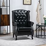 Homcom Wingback Accent Chair Tufted Chesterfield-style Armchair With Nail Head Trim For Living Room Bedroom Black
