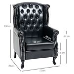 Homcom Wingback Accent Chair Tufted Chesterfield-style Armchair With Nail Head Trim For Living Room Bedroom Black