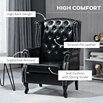Homcom Wingback Accent Chair Tufted Chesterfield-style Armchair With Nail Head Trim For Living Room Bedroom Black