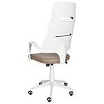 Office Chair White And Brown Faux Leather Swivel Desk Computer Adjustable Seat Reclining Backrest Beliani