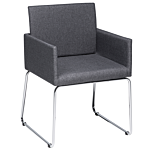 Set Of 2 Dining Chairs Dark Grey Fabric Chromed Metal Legs Modern Beliani