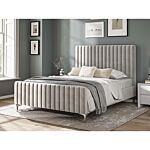 4'6 Fabric Bed - Silvery Grey - Velvet