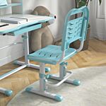 Zonekiz Height Adjustable Kids Study Table And Chair Set, With Drawer, Storage Shelf, 80 X 54.5 X 104 Cm, Blue