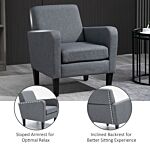 Homcom Linen Single Armchair, With Padded Seat - Grey