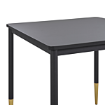 Dining Table Black Mdf Tabletop 80 X 80 Cm Square Kitchen Table With Metal Legs Glamour Style Beliani