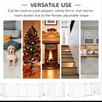 Pawhut Pet Safety Gate 5-panel Playpen Fireplace Christmas Tree Metal Fence Stair Barrier Room Divider Walk Through Door Automatically Close Lock