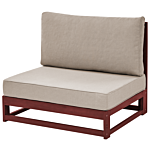 Garden Sofa Mahogany Brown And Taupe Acacia Wood Outdoor 3 Seater With Cushions Modern Design Beliani