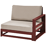 Garden Sofa Mahogany Brown And Taupe Acacia Wood Outdoor 3 Seater With Cushions Modern Design Beliani