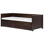 Bed Frame With Storage Dark Brown Rubberwood Eu Single To Super King Size 6ft Guest Bed Beliani