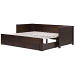 Bed Frame With Storage Dark Brown Rubberwood Eu Single To Super King Size 6ft Guest Bed Beliani