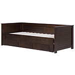 Bed Frame With Storage Dark Brown Rubberwood Eu Single To Super King Size 6ft Guest Bed Beliani