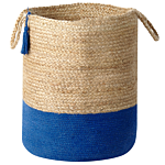 Set Of 2 Storage Baskets Cotton Jute Navy And Natural 50 Cm Laundry Bins Boho Beliani