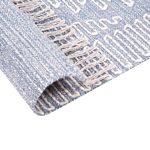 Rug Off-white Blue Cotton Wool 160 X 230 Cm Geometric Pattern Runes Tribal Tassels Oriental Beliani