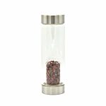 Crystal Infused Glass Water Bottle - Invigorating Red Jasper - Chips