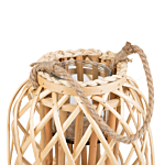 Lantern Light Willow Wood And Glass 30 Cm Indoor Outdoor Scandinavian Beliani