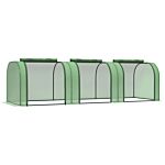 Outsunny Pe Tunnel Greenhouse Green Grow House Steel Frame For Garden Backyard With Zipper Doors 295x100x80 Cm Green