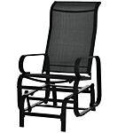 Outsunny Outdoor Gliding Rocking Chair With Sturdy Metal Frame Garden Comfortable Swing Chair For Patio, Backyard And Poolside, Black