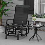 Outsunny Outdoor Gliding Rocking Chair With Sturdy Metal Frame Garden Comfortable Swing Chair For Patio, Backyard And Poolside, Black