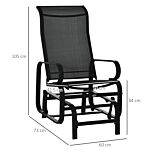 Outsunny Outdoor Gliding Rocking Chair With Sturdy Metal Frame Garden Comfortable Swing Chair For Patio, Backyard And Poolside, Black