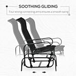 Outsunny Outdoor Gliding Rocking Chair With Sturdy Metal Frame Garden Comfortable Swing Chair For Patio, Backyard And Poolside, Black