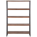 Bookcase Dark Wood And Black 155 X 100 Cm Metal Frame Industrial Beliani